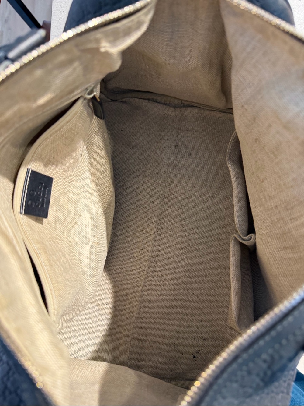 Gucci Black Embossed Leather Top-Handle Tote - Picture 14 of 17